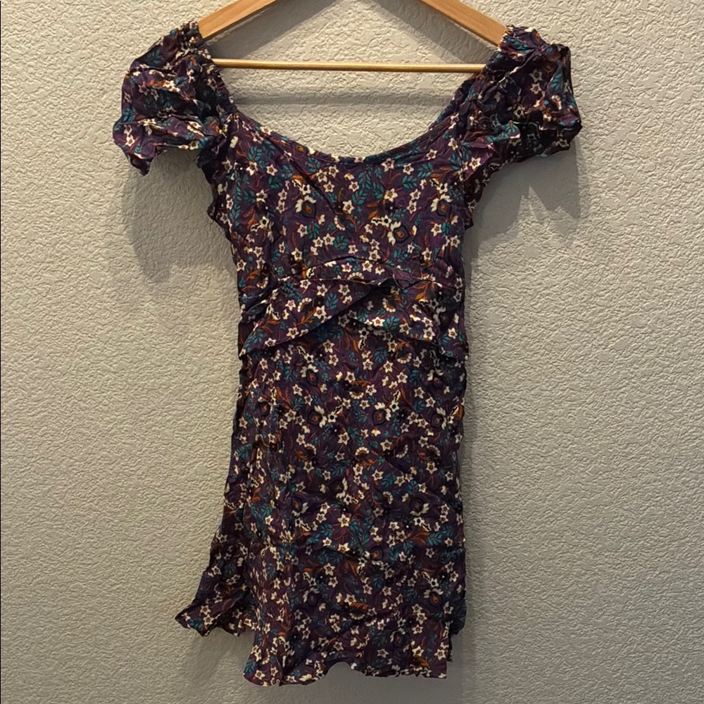 Band of Gypsies Purple Floral Mini Dress